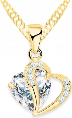 Immagine prodotto di Collana con doppio cuore in cristallo dorato e pietra bianca, argento 925