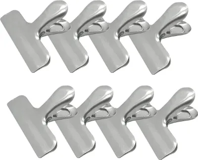 Produktbild von 20 Stück große Verschlussclips Metall | 76mm Tüten Clips | Brief Klammern aus Edelstahl - starke Federkraft | Verschlussklammern für Lebensmittelbeutel | Metallklemmen für ein luftdichtes Abschließen