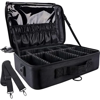Produktbild von Großer Kosmetikkoffer 10,4 Zoll wasserdicht, professioneller Schminkkoffer mit verstellbaren Trennwänden, portable Make Up Organizer Tasche