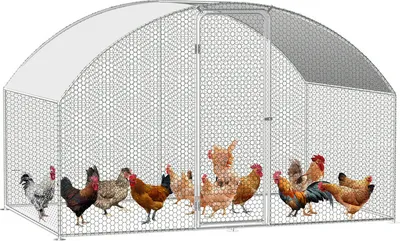 Zdjęcie produktu dla Jopassy kurnik zewnętrzny duży kurnik dachowy wybieg kurnik z ramą ze stali ocynkowanej PE i zamykanymi drzwiami kopuła 3 x 2 x 2 m