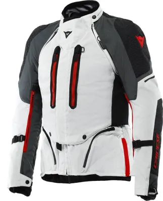Zdjęcie produktu dla Kurtka motocyklowa Dainese Super Adventure Absoluteshell S26, wodoodporna, wykonana z materiału tekstylnego, kolor: jasnoszary/czarny/czerwony, rozmiar: 54