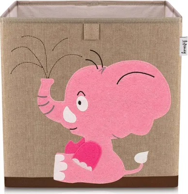 Produktbild von Lifeney Kinder Aufbewahrungsbox I praktische Aufbewahrungsbox für jedes Kinderzimmer I Kinder Spielkiste I Niedliche Spielzeugbox I Korb zur Aufbewahrung von Kinder Spielsachen (Elefant dunkel)