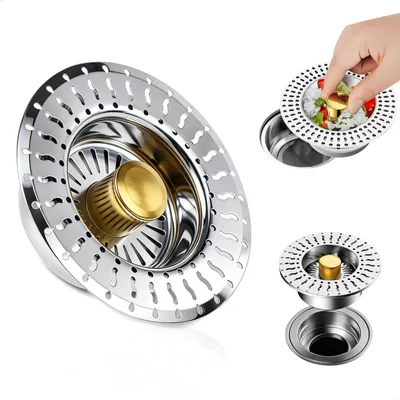 Edelstahl-Ablaufstopfen für Spüle, 76-81 mm, 1 Stück