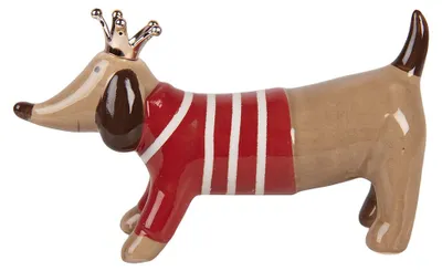 Produktbild von Clayre & Eef Dekorationsfigur Hund 24x6x13 cm Braun Keramik