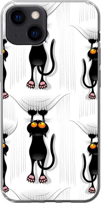 Produktbild von MuchoWow® Handyhülle Schutzhülle Hülle für Telefoonhoesje iPhone 13 Muster - Katze - Schwarz - Jungen - Mädchen - Kinder - Kinder Silikon Softcase Handy Hülle - Karteninhaber