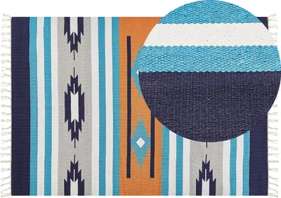 Obrázok produktu pre BELIANI Kelímový koberec viacfarebný bavlna 200 x 300 cm geometrický vzor so strapcami ručne tkaný obojstranný boho štýl obývačka spálňa