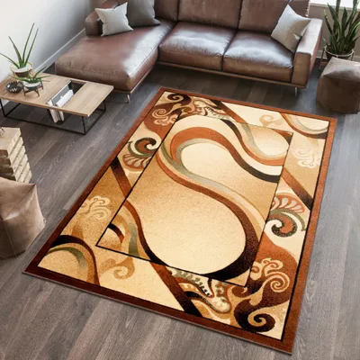 Obrázok produktu pre Koberec Tapiso, vhodný do obývačky alebo spálne, krátky vlas, moderný dizajn, béžová a hnedá farba, vzorovaný, rozmer 160 x 220 cm