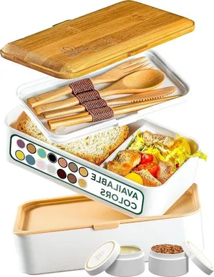 Immagine prodotto di Contenitore per il pranzo da 12 litri con posate e 2 vaschette per salse, ideale per insalate, spuntini o il pranzo