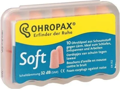 Obrázok produktu pre OHROPAX Mäkké, opakovane použiteľné penové štuple do uší proti škodlivému hluku, 10 kusov
