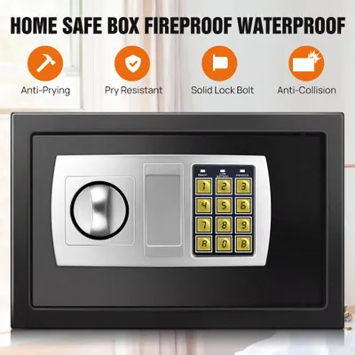 Produktbild von Feuerfester 8,5L Elektronischer Passwort Safe – Sicherer Geldtresor für Zuhause und Büro mit Tastenkombination und Schlüsselzugang, Diebstahl