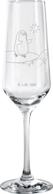 Produktbild von Mr. & Mrs. Panda Glas Pinguin Surfer - Transparent - Geschenk, Sektglas mit Gravur, Urlaub, Hawaii, Optimistisch, Motiviert, Champagnerglas, Portugal, Sektflöte
