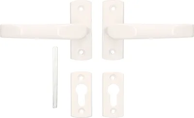 Produktbild von KOTARBAU® Drückerpaar 125 mm Weiß mit Rosetten und Vierkant für Profilzylinder