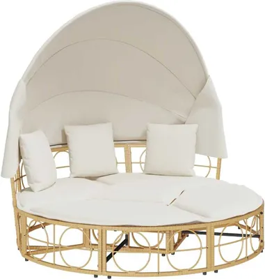 Immagine prodotto di vidaXL Lettino da esterno con tetto e cuscini in poly rattan