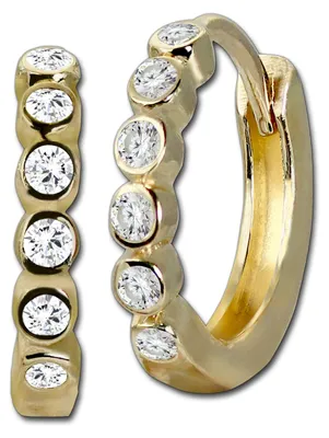 Image de Boucles d'oreilles créoles pour femmes, en or jaune 333, avec zirconium blanc. Modèle : D3GDO5628Y