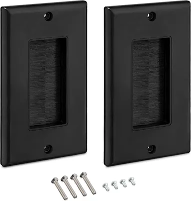 Produktbild von kwmobile 2x Kabeldurchführung für Wand mit Pinsel - US Version - Kabeldurchlass TV - Wanddurchführung Kabel Eckig - Kabelkanal für Unterputz -