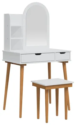 Image de vidaXL Ensemble de table de maquillage FAUSKE, 4 pièces, blanc, 76 x 50 x 143 cm