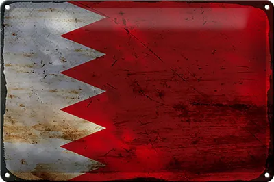 Produktbild von Blechschild Flagge Bahrains 30x20cm Flag of Bahrain Rost