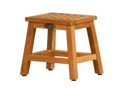 Produktbild von Bad Beistelltisch Holz Loretta Premium Badhocker Massivholz Hocker Tritt klein Blumenhocker mit dekorativer Deckplatte 26 cm hoch