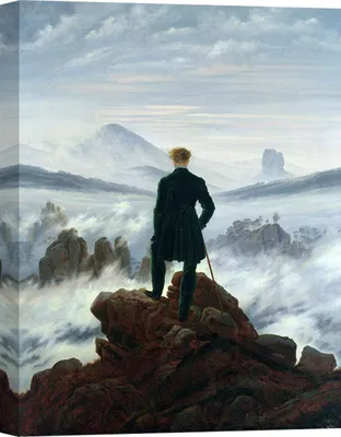 Obrázek produktu pro Umělecký tisk na plátně - Caspar David Friedrich, Poutník nad mořem mlhy - 120 x 90 cm