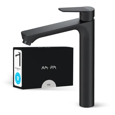 Produktbild von AM.PM Waschtischarmatur Hoch Schwarz Wasserhahn Bad Waschbecken Armatur Einhebelmischer Badarmatur Mischbatterie für Badezimmer Aufsatzwaschbecken