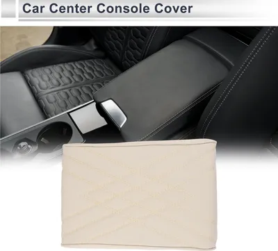 Produktbild von Auto Mittelkonsole Abdeckung Auto Armlehnenabdeckung 12,2"x7,87"x1,97" Beige Nappaleder, Memory-Schaum Doppel-W-Muster