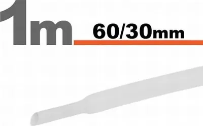 Productafbeelding van 2 x 1 meter krimpkous, wit, 60/30 mm – 2 stuks à 1 meter – Extra grote krimpkous voor isolatie en bescherming – Geschikt voor kabelbundels, industriële toepassingen en elektrische installaties [11031W]