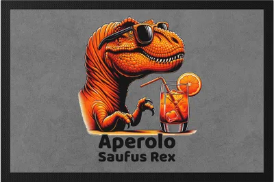 Produktbild von Aperolo Saufus Rex Fußmatte - Dinosaurier mit Aperol Spritz