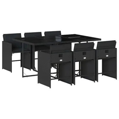 Produktbild von vidaXL 7-tlg. Garten-Essgruppe mit Kissen Schwarz Poly Rattan