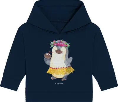 Produktbild von Mr. & Mrs. Panda Organic Baby Hoodie Pinguin Kokosnuss 24. - 36. Monat - French Navy - Geschenk, Hawaii, Urlaub, Kapuzensweatshirt, Tanzen, Erholt, Kapuzenshirt