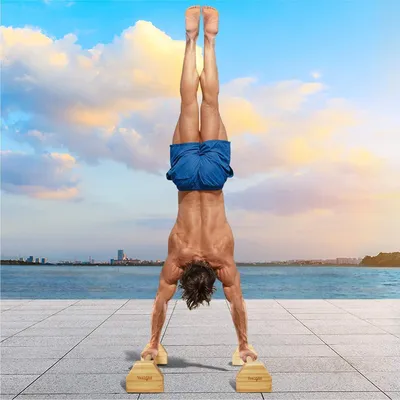 Produktbild von Massive Holz-Parallettes für Fitness und Calisthenics - robuste, rutschfeste Liegestützgriffe