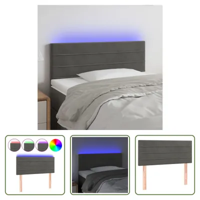 Produktbild von The Living Store LED Kopfteil Dunkelgrau 90x5x78/88 cm Samt