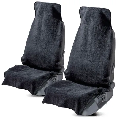 Produktbild von WALSER Auto Sitzauflage Vordersitz aus Frottee, 2er Set Sitzaufleger, waschbarer Sitzschoner Auto, Universal Auto-Sitzauflage, Autositz-Überwurf, Schonbezug Autositz vorne 2 Stück schwarz