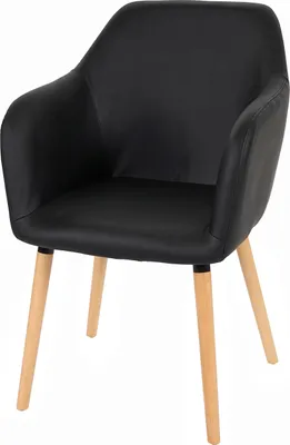 Image de Chaise de salle à manger Malmö T381, chaise de cuisine, design rétro années 50 ~ similicuir, noir, pieds clairs