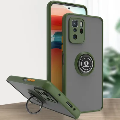 Produktbild von Xiaomi Poco X3 GT Hülle, Ring Halter Ständer Matte Transluzent TPU Rahmen Stoßfest Schutzhülle für Xiaomi Poco X3 GT Grün