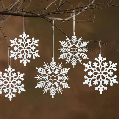 Productafbeelding van Kerstboomversiering witte sneeuwvlokken - Set van 36 - Decoratie om op te hangen (A-2type)