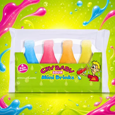 Produktbild von Cry Baby Sour Mini Drinks Wax Candy 39g