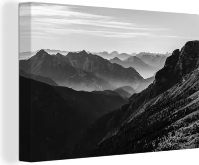 Produktbild von OneMillionCanvasses® - Leinwandbilder - 150x100 cm, Berge - Natur - Nebel, Wandbilder Kunstdruck Wanddekoration - Foto auf Leinwand - Gemälde auf Holzrahmen