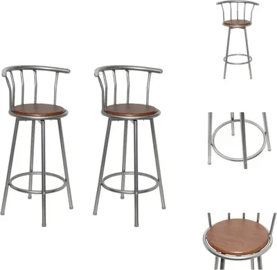 Image de vidaXL Tabouret de bar 2 pcs acier brun - Tabouret de bar