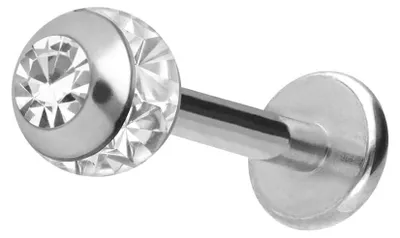 Produktbild von Ohrpiercing, Nasenpiercing Titan Labret EPOXY-RING-KUGEL + KRISTALL