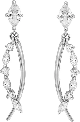 Produktbild von Exquisite 925 Sterling Silber (Rhodiniert) Damen - Paar Ohrringe mit Zirkonia - 29mm*7mm; TRS24884