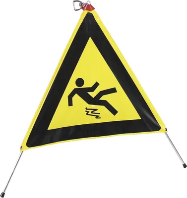 Produktbild von Faltsignal mit Symbol Warnung vor Rutschgefahr, gelb/schwarz, 600 mm SL
