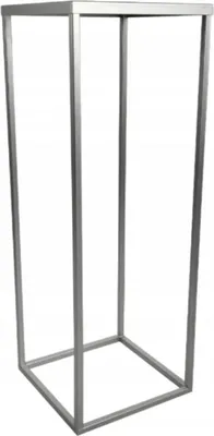 A silver metal frame stand, likely for plants or display.