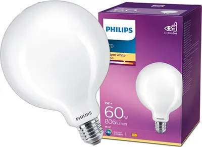 Obrázek produktu pro Philips Matná žárovka s tradičním vzhledem 60 W, G120 E27, 7 W, 60 W, E27, 806 lm, 15000 h, Teplá bílá