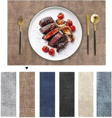 Produktbild von 6 Stück 45*30cm Leder Tischsets Abwaschbar, Wasserdicht Tischset, Platzsets Abwischbar Doppelseitigen, Platzset, rutschfest Platzdeckchen, Tischuntersetzer（Braun）