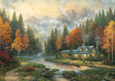 Productafbeelding van Thomas Kinkade Studios: Herfstavond aan het meer (1000 stukjes)