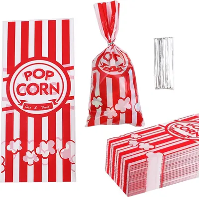 Produktbild von 50 Stück Popcorn Tüten,Popcorntüten,Popcorn Tüten Klein,Popcorntüte,Candy Tüte,Partytüte,Papiertüten,Rot Weiß Gestreift Popcornbehälter,für Snacks SüßIgkeiten Filmabend Geburtstagsfeier Weihnachten