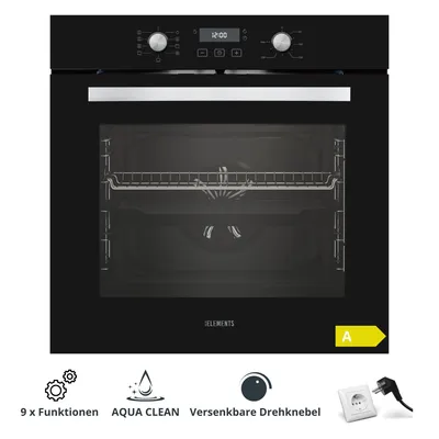 Produktbild von KB-ELEMENTS Einbaubackofen, 60 CM, 73 Liter, 9 x Funktionen, AQUA CLEAN, moderne Heißluftzirkulation (Circle Fan Heater), Wide-Screen-Window