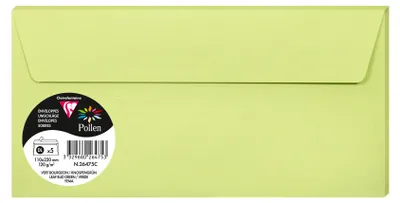 Produktbild von Clairefontaine 5 Umschläge Pollen 110x220 knospgrün