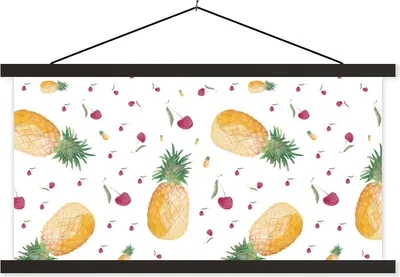 Produktbild von MuchoWow® Textilposter Obst - Aquarell - Gestaltung 60x30 cm mit schwarzem Rahmen - Textilien