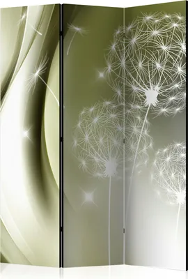 Produktbild von 3-teiliger Doppelseitiger Vlies Paravent - Green Gentleness 135x172 cm Blumen b-C-0130-z-b